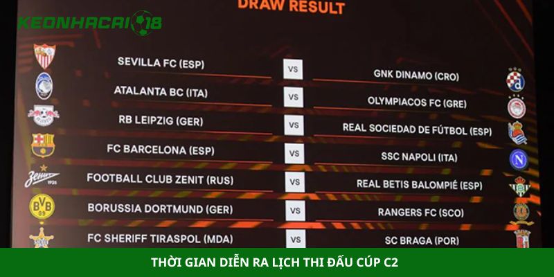 Thời gian diễn ra lịch thi đấu cúp C2